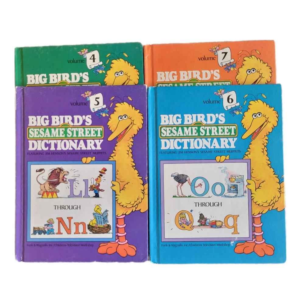 4 AVAILABLE 📚 VINTAGE Sesame Street Dictionary Books,  Volumes 4-7